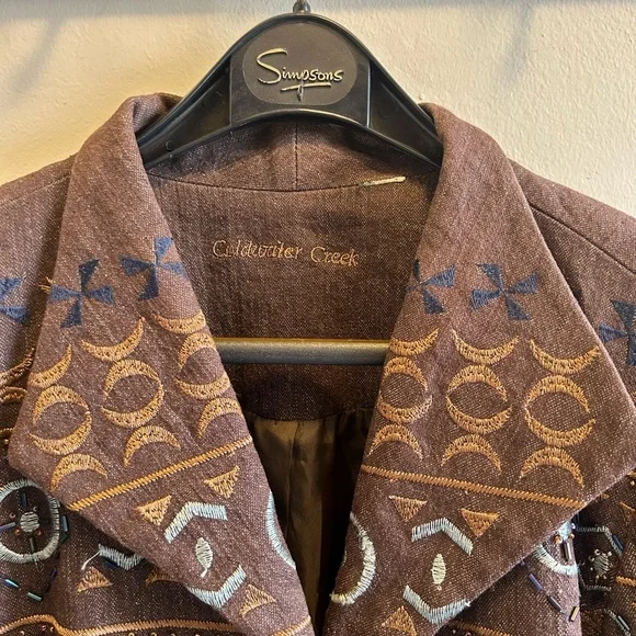 Coldwater Creek Brown Embroidered Southwestern Open-Front Jacket | Women’s - Picture 2 of 10